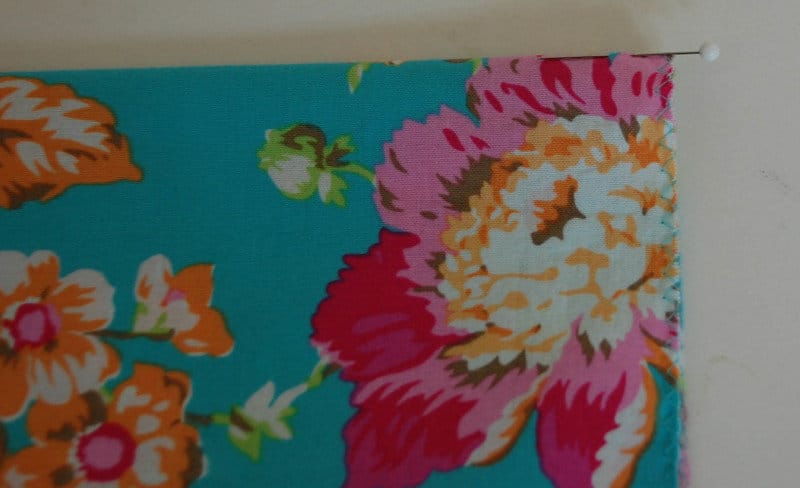 close up of pillowcase fabric during assembly