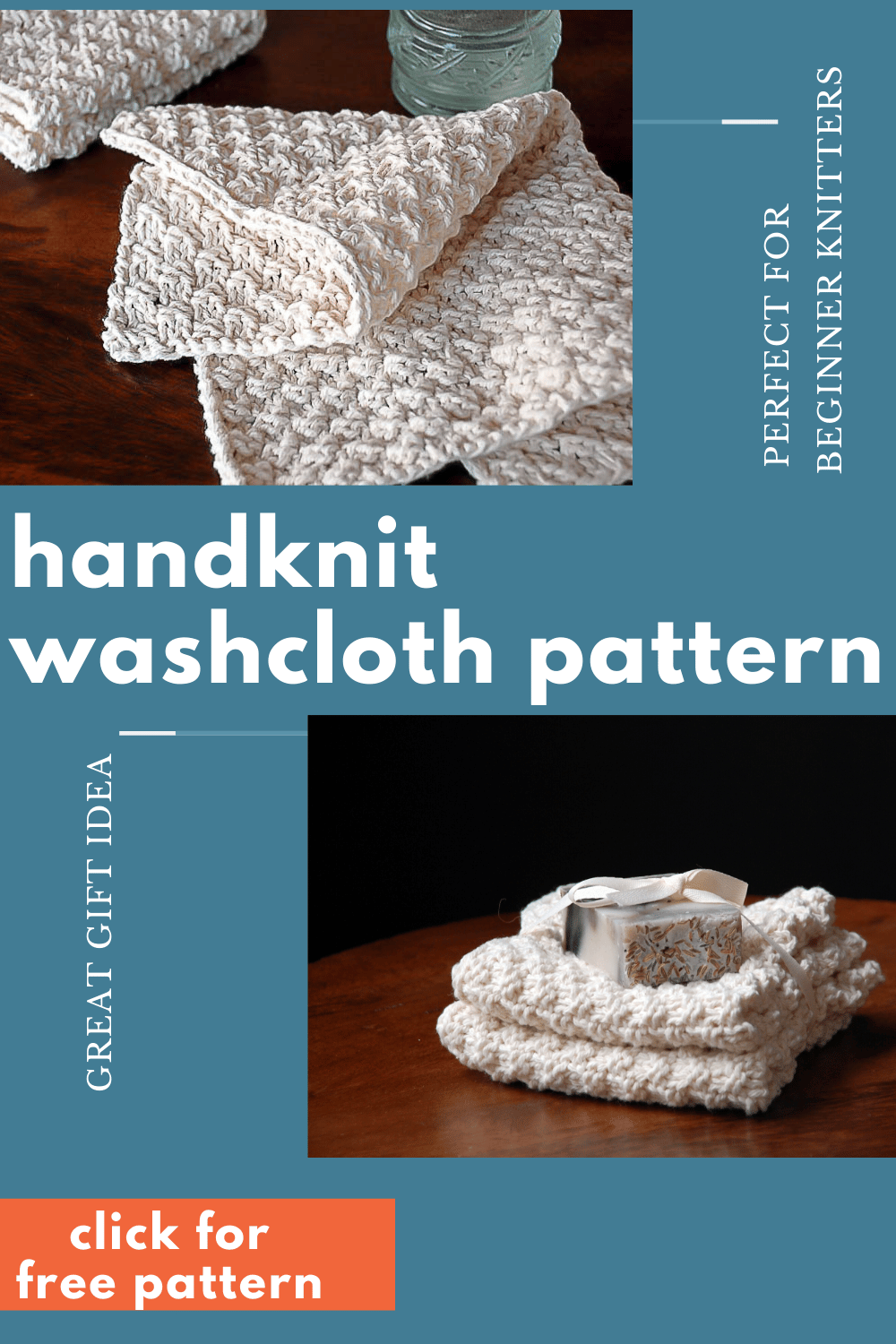 Hand Knit washcloths with Moss Stitch · Nourish and Nestle