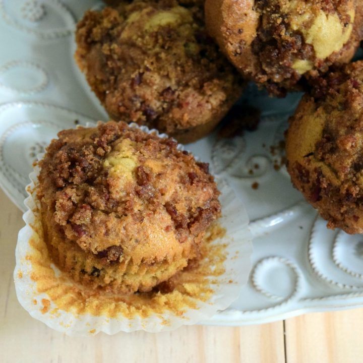 Maple Bacon Muffins with Brown Sugar-Bacon Streusel at www.NourishandNestle.com