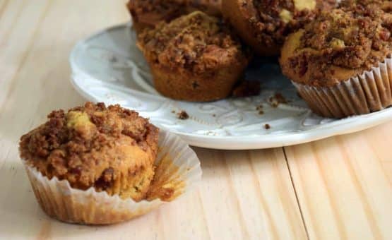 Maple Bacon Muffins with Brown Sugar-Bacon Streusel at www.NourishandNestle.com