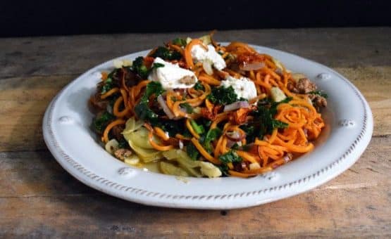 Spiralized Sweet Potato Pasta is a perfect and easy dinner recipe.