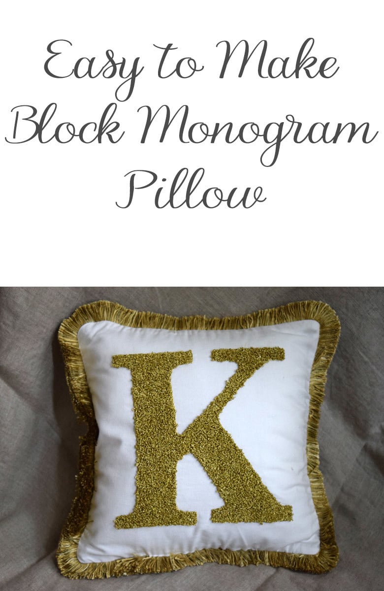 finished block monogram pillow