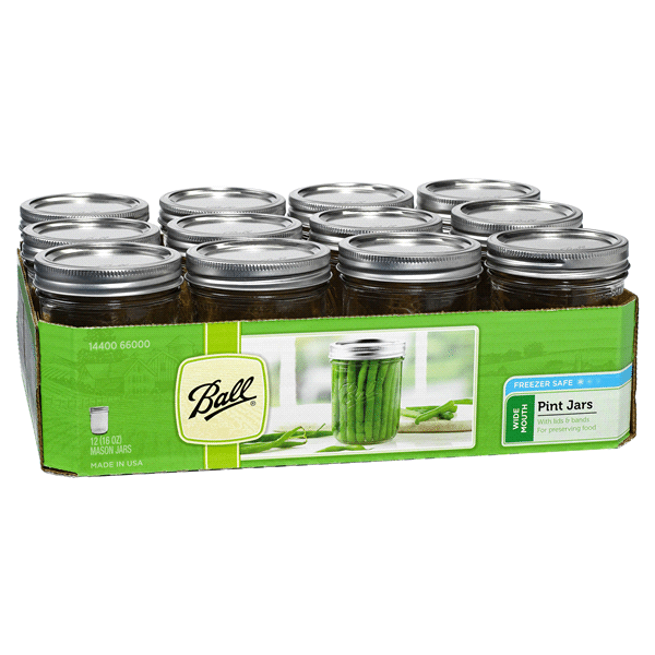 A case of ball wide mouth pint jars.