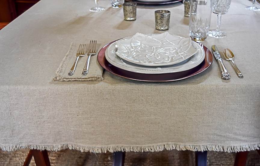 Raw edged tablecloth