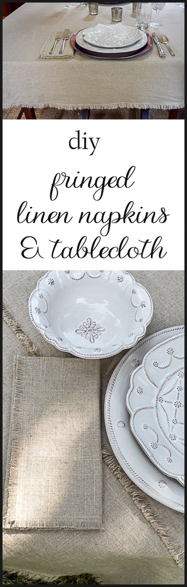 Make Fringed Napkins and Tablecloth-Easy DIY