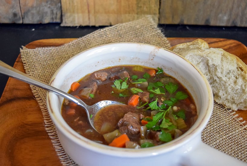 Beef Barley Soup in the Slow Cooker · Nourish and Nestle