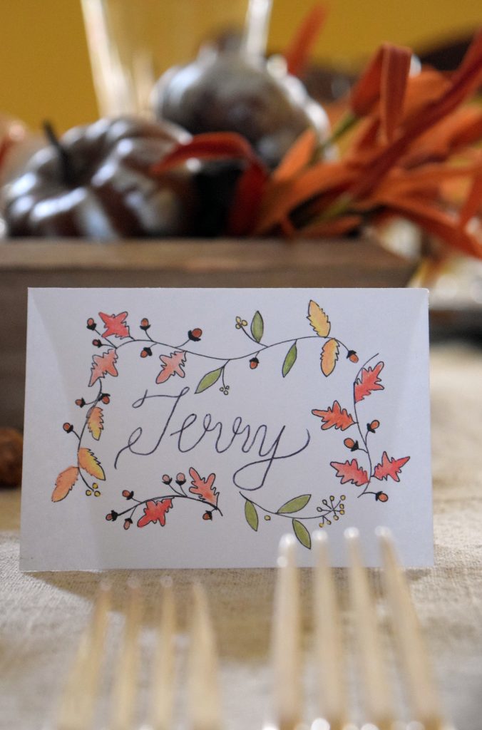 fall leaves acorn place cards