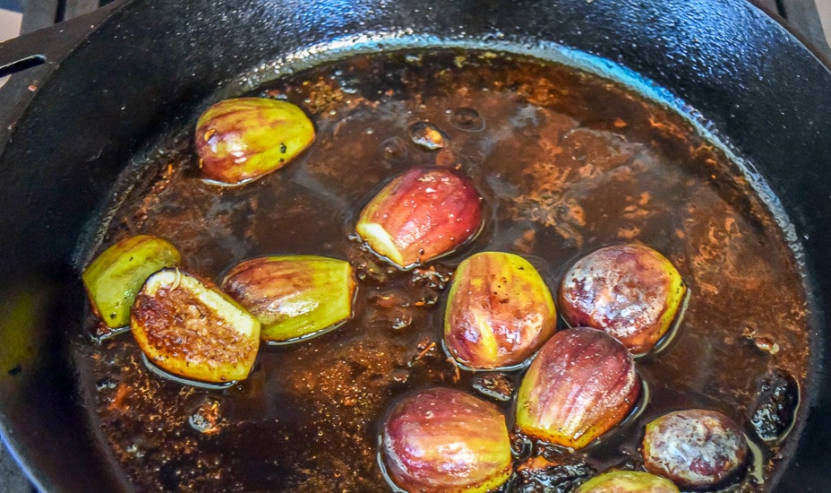 Pork Tenderloin Recipe with Fig Preserves: Figs simmering in pot