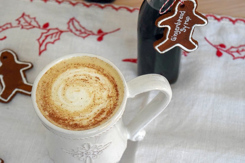 Love this idea for coffee and steamed milk! This gingerbread syrup is not only perfect for my use, but will also make a great gift with a mug and some coffee beans.