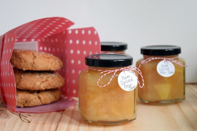 Rum Spiced Pear Jam Recipe with Gingerbread Scones