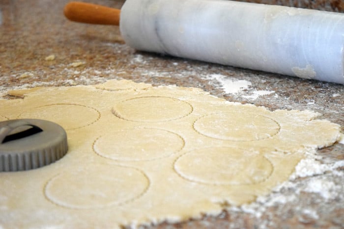Mincemeat Tart Recipe: Rolling out pie crust for mini mincemeat pies