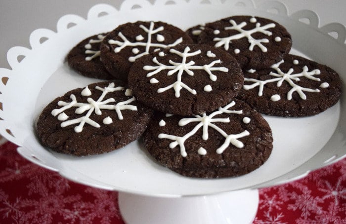 Pennsylvania Dutch Chocolate Cookie Recipes: Plate full of decorated chocolate Christmas cookies