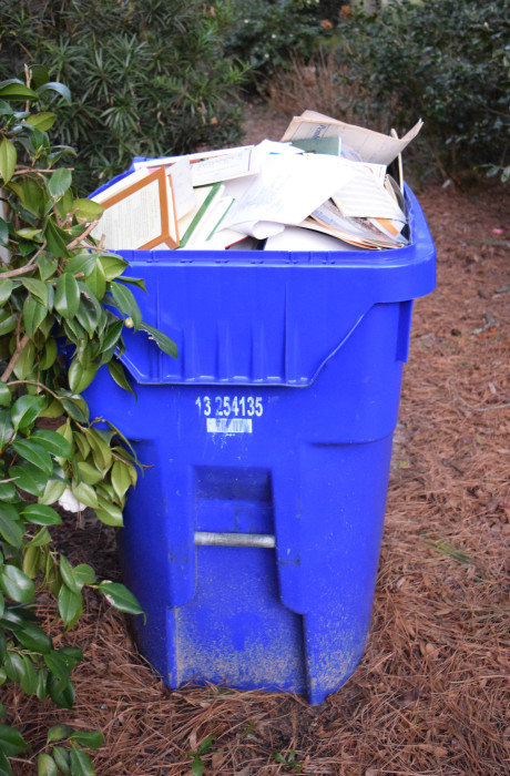 Home Decluttering Tips: Office Declutter - paper recycling bin for office clutter
