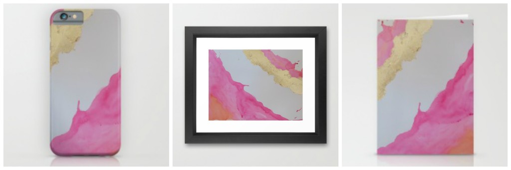 Society 6 - Pink and Gold Watercolor Collage