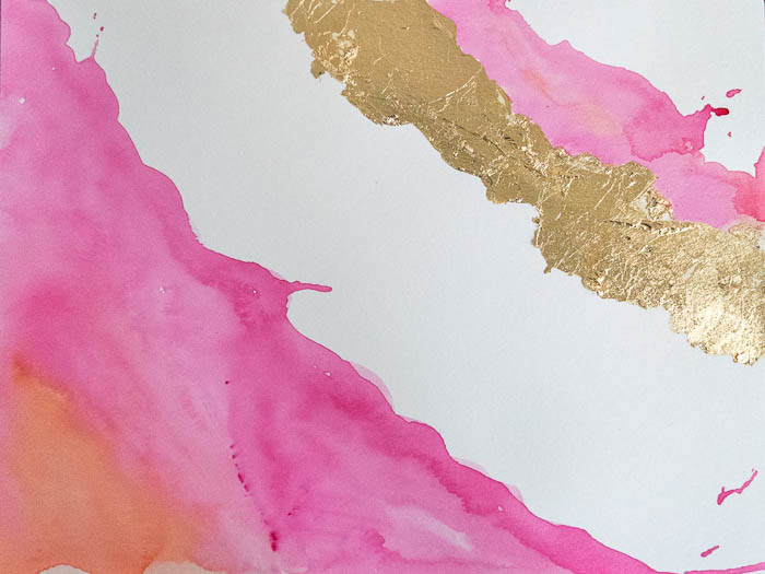 DIY Abstract Art: Watercolor painting with gold leaf