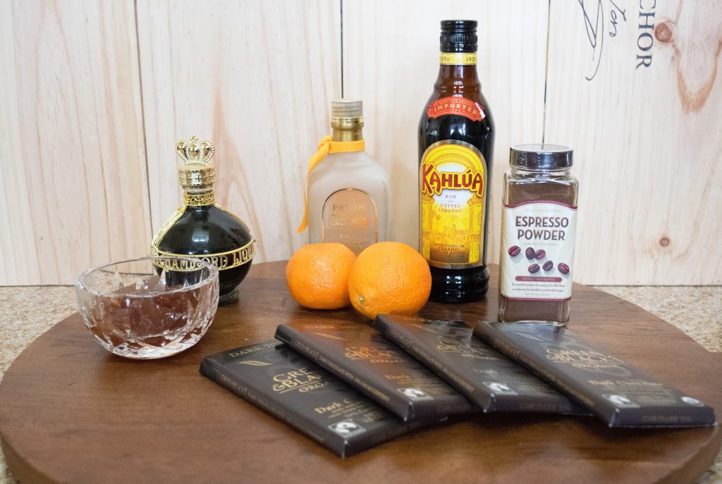 DIY Chocolate Truffle Recipe: various ingredients on display