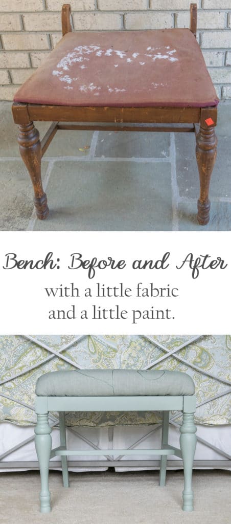 Paint + Fabric = New Life to an Old Bench · Nourish and Nestle