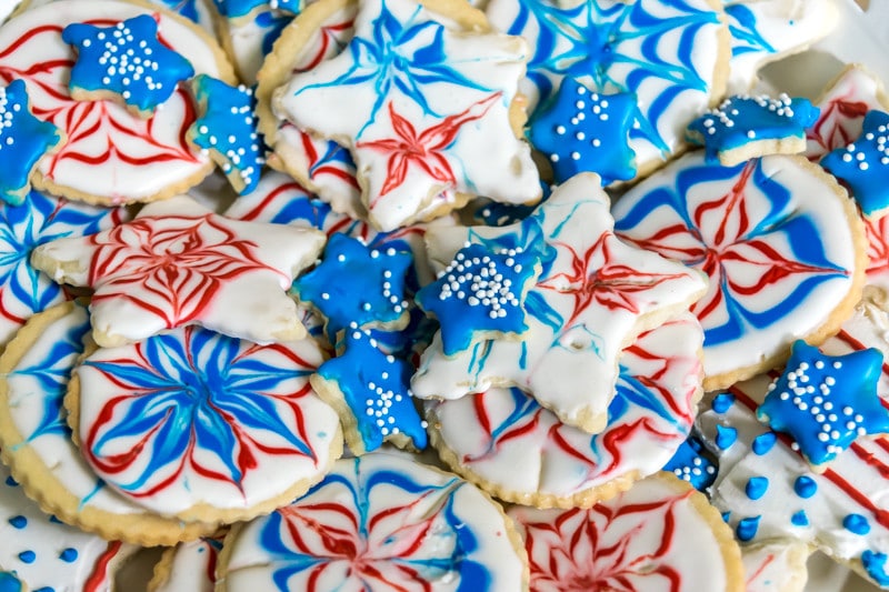 Red, white and blue star cookies.