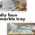 showing how to paint a faux marble tray.