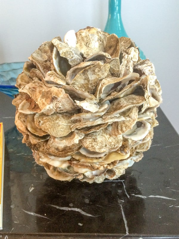 Inexpensive and easy to make DIY idea! Illustrated instructions to make an Oyster Shell Clusters or Oyster Shell Balls for your coastal/natural home decor.