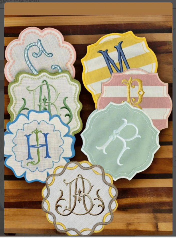 Monogrammed cocktail napkins.