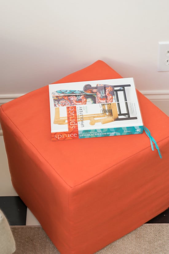 Week 5 of the One Room Challenge and I'm showing off the beautiful coral colored painted chest and coral ottoman in my office.