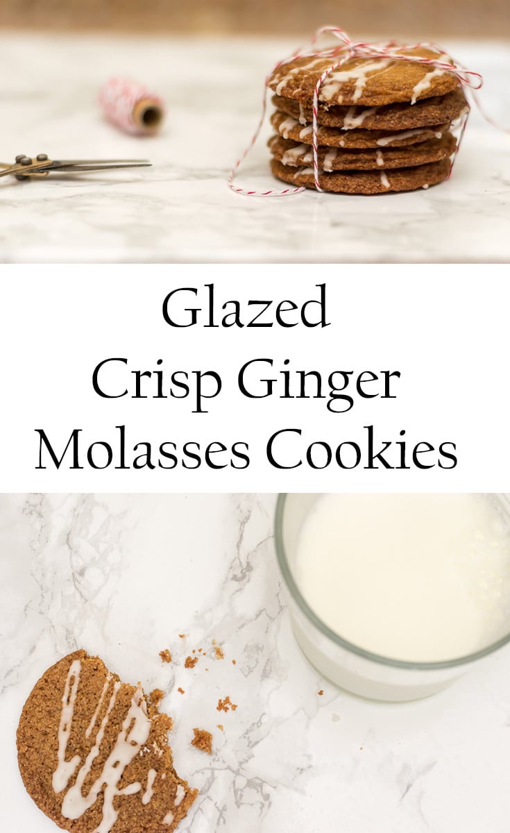 Recipe for Glazed Crisp Ginger Molasses Cookies and links to 6 more Holiday and Christmas Cookie Recipes, just in time to plan your baking!