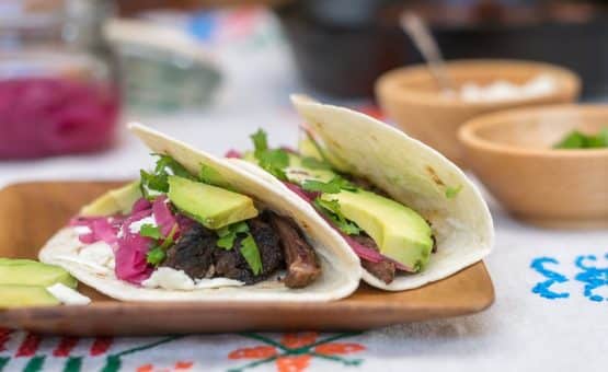 Recipe for Chile-Braised Short Rib Tacos and Pickled Red Onions