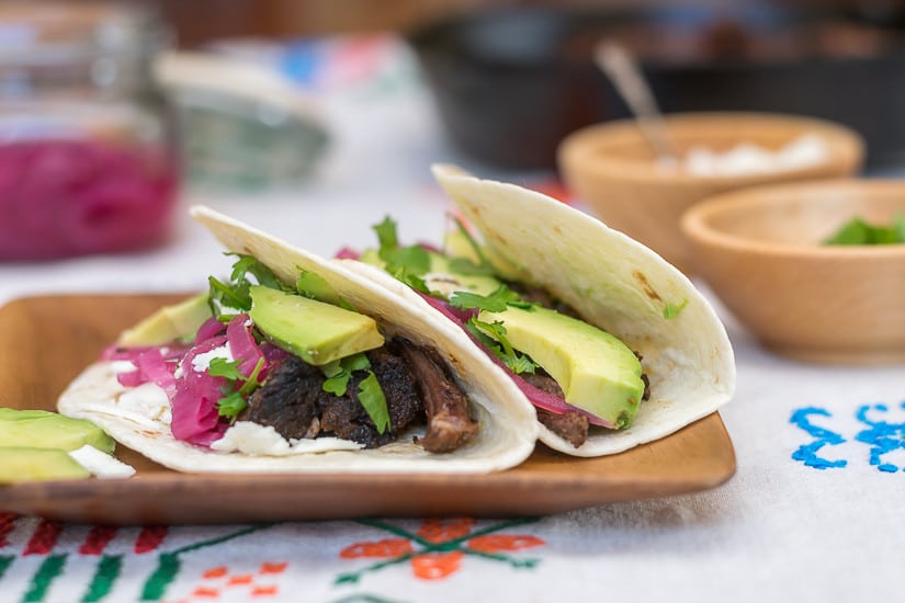Recipe for Chile-Braised Short Rib Tacos and Pickled Red Onions