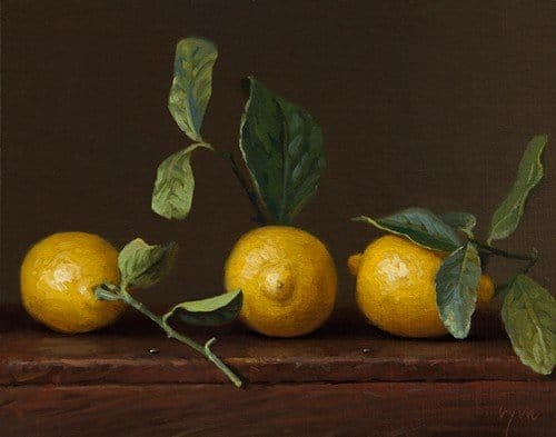 Abbey Ryan - Three Lemons with Leaves