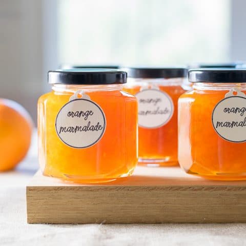 This Orange Marmalade tastes like sunshine in a jar! And need a quick appetizer? How about a dollop of marmalade on top of goat cheese? An easy recipe with canning suggestions.
