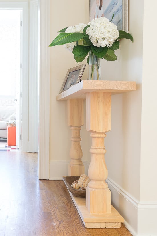 Side view of DIY Console Table