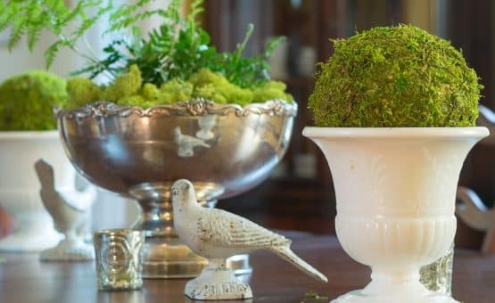 Confounded by trying to wrap a square sheet of moss around a round object? Me too! These moss balls are a great DIY craft idea for your Spring and Summer home decor.