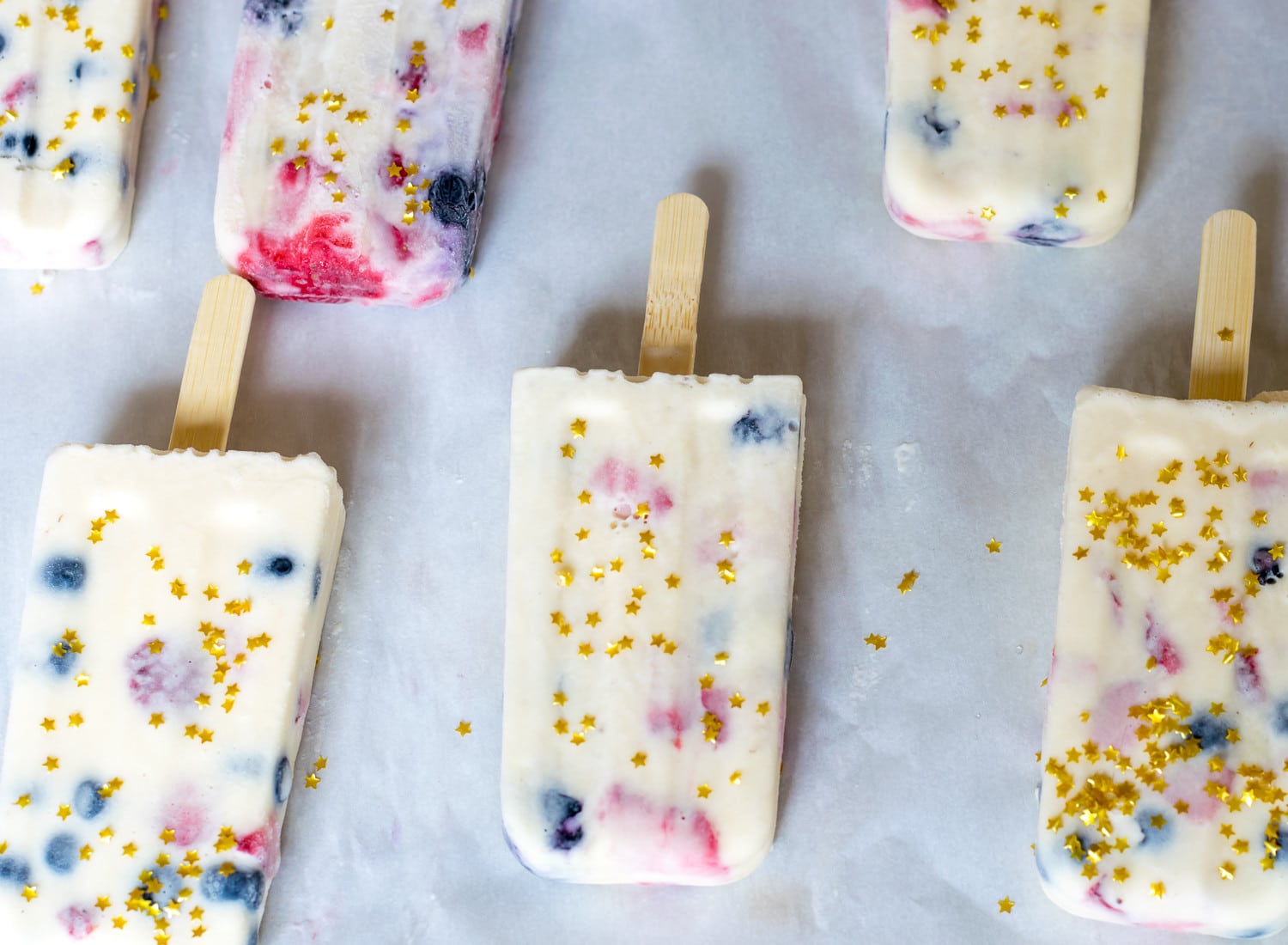 Ice Cream Popsicles – Red, White, Blue + Gold Stars