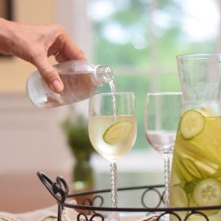 Oh yum..this White Wine Sangria recipe is perfect for a hot summer evening. The cucumber, apple and lime just really 'dress up' a glass of wine. And topped with a splash of seltzer, it's the perfect and refreshing drink for entertaining or just relaxing.