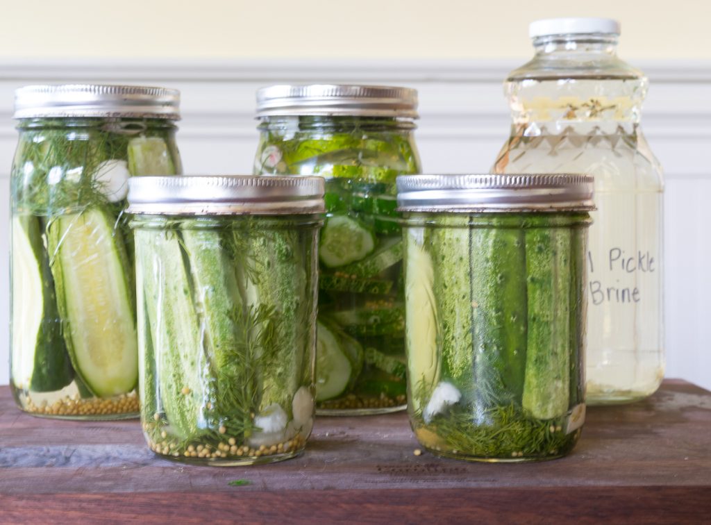 jars of dill pickles.