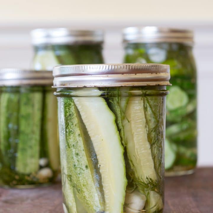 Jars of dill Pickles