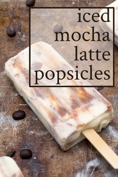 pin showing iced mocha latte popsicles