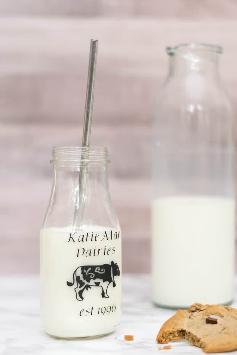 Milk tastes better when served cold in a personalized diy glass milk bottle.