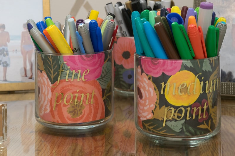 Rifle Paper Company wrapping paper scraps completely spruced up my pen jars.