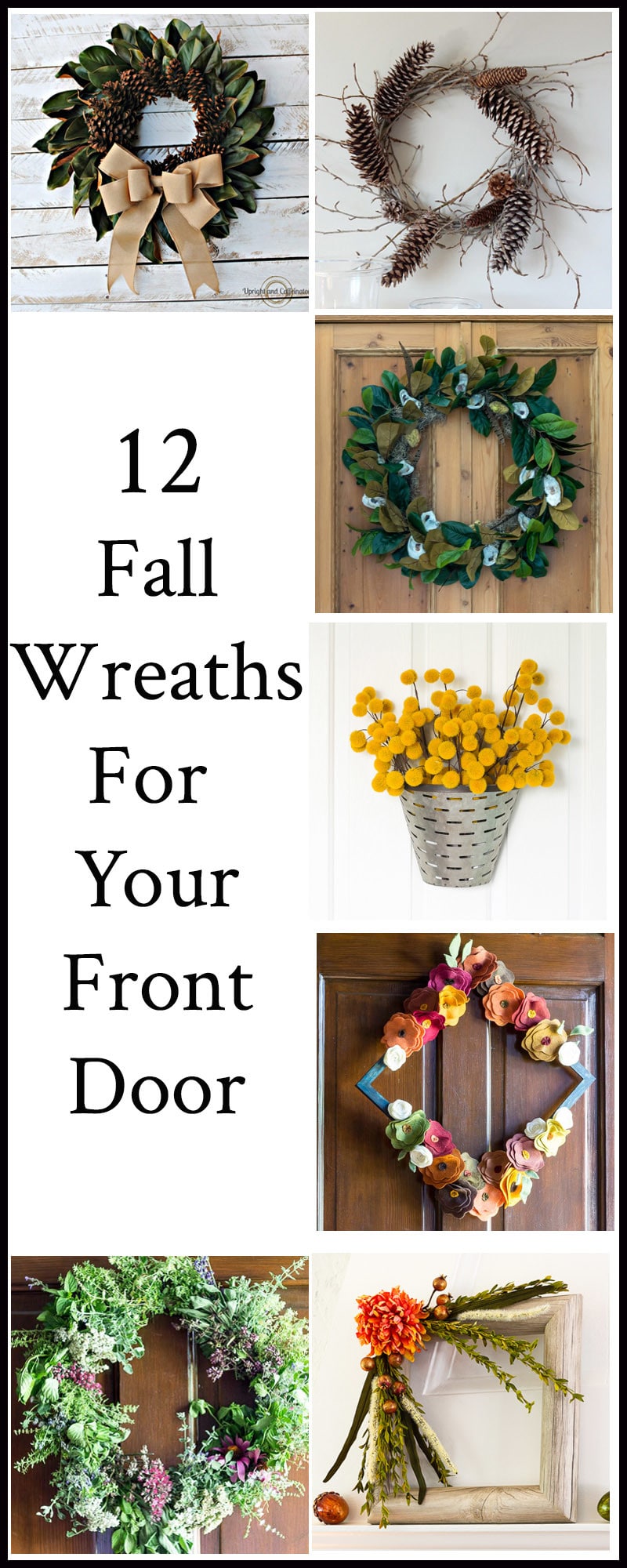 A round-up of 12 beautiful fall wreaths that you can make yourself. Links to each wreath where you can get the how-to's to diy your own wreath.