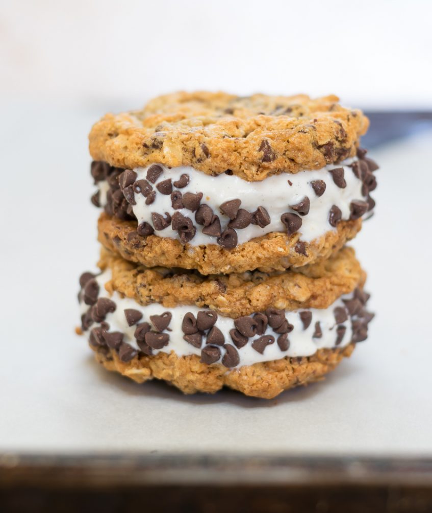 Chocolate Chip Cookie Ice Cream Sandwich · Nourish and Nestle