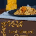 Leaf Shaped Cheese Crackers on Metal Tray.