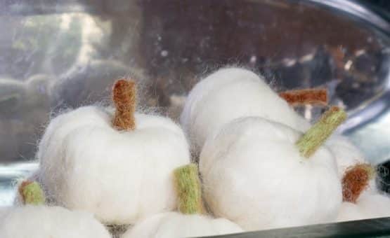 Instructions on how to make needle felted pumpkins