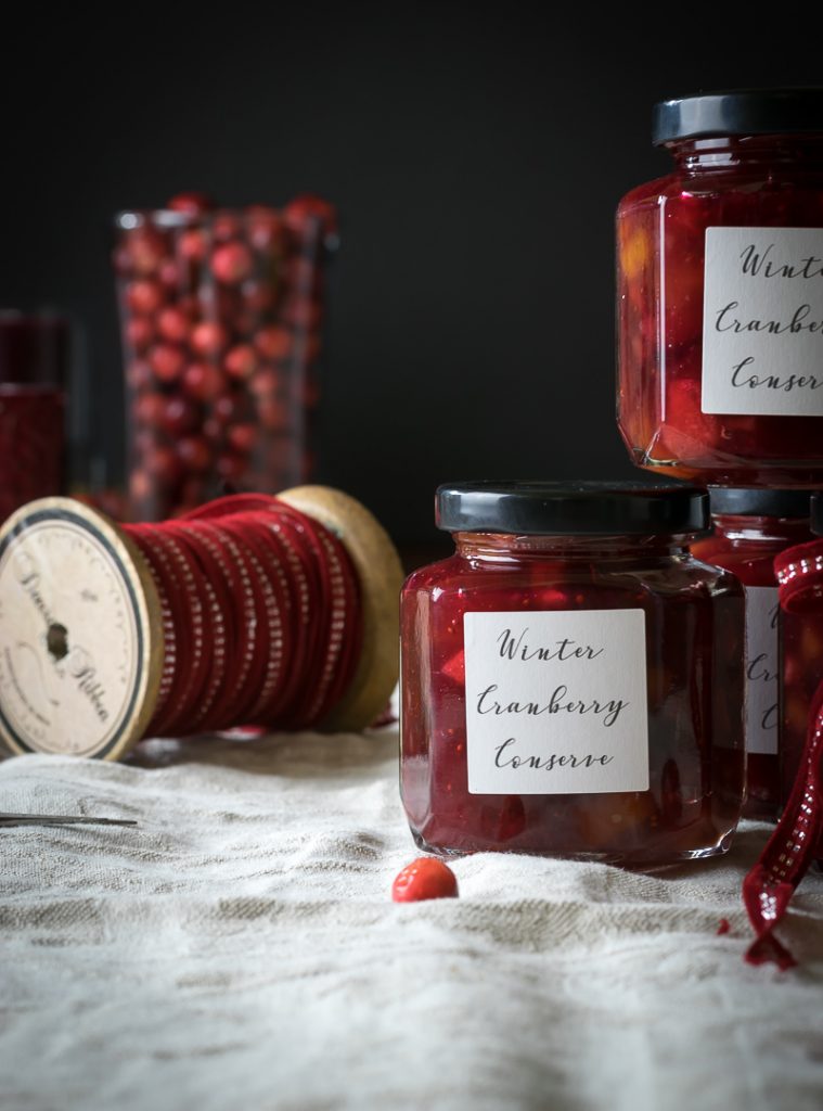 Jars of cranberry conserve.
