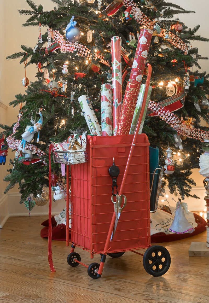 DIY Gift Wrap Cart: ideal wrapping paper storage and organizer