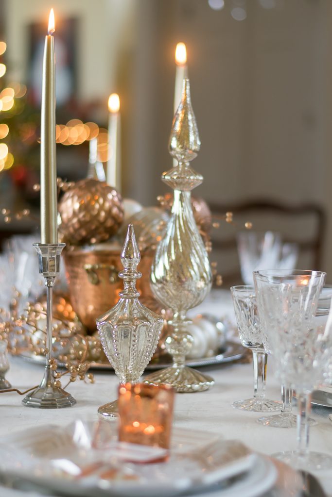 Mixed Metals Table Setting for the Holidays · Nourish and Nestle