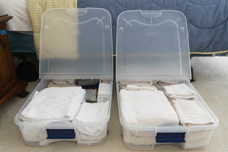 Downsizing Tips: Be creative - use all available space - under bed storage ideas