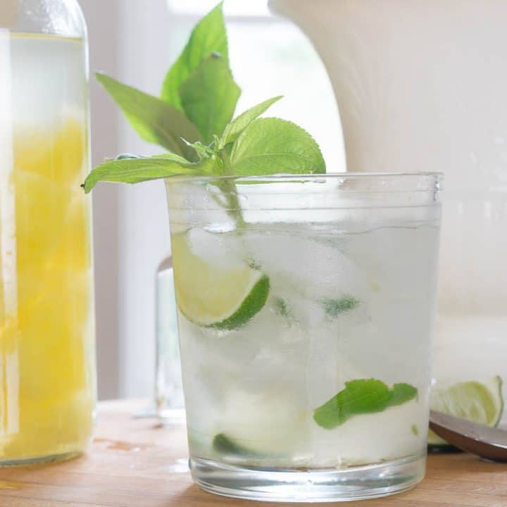 Muddling pineapple sage with fresh limes is just the beginning of this perfect spring and summer cocktail. Pineapple-infused vodka, an essential part of this Pineapple Sage Mojito recipe, is so incredibly easy to make...just plan ahead. This is the second post in a series of Cocktails from the Herb Garden