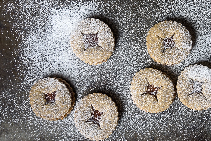 Spiced Linzer Cookie Recipe, dusted with powdered sugar
